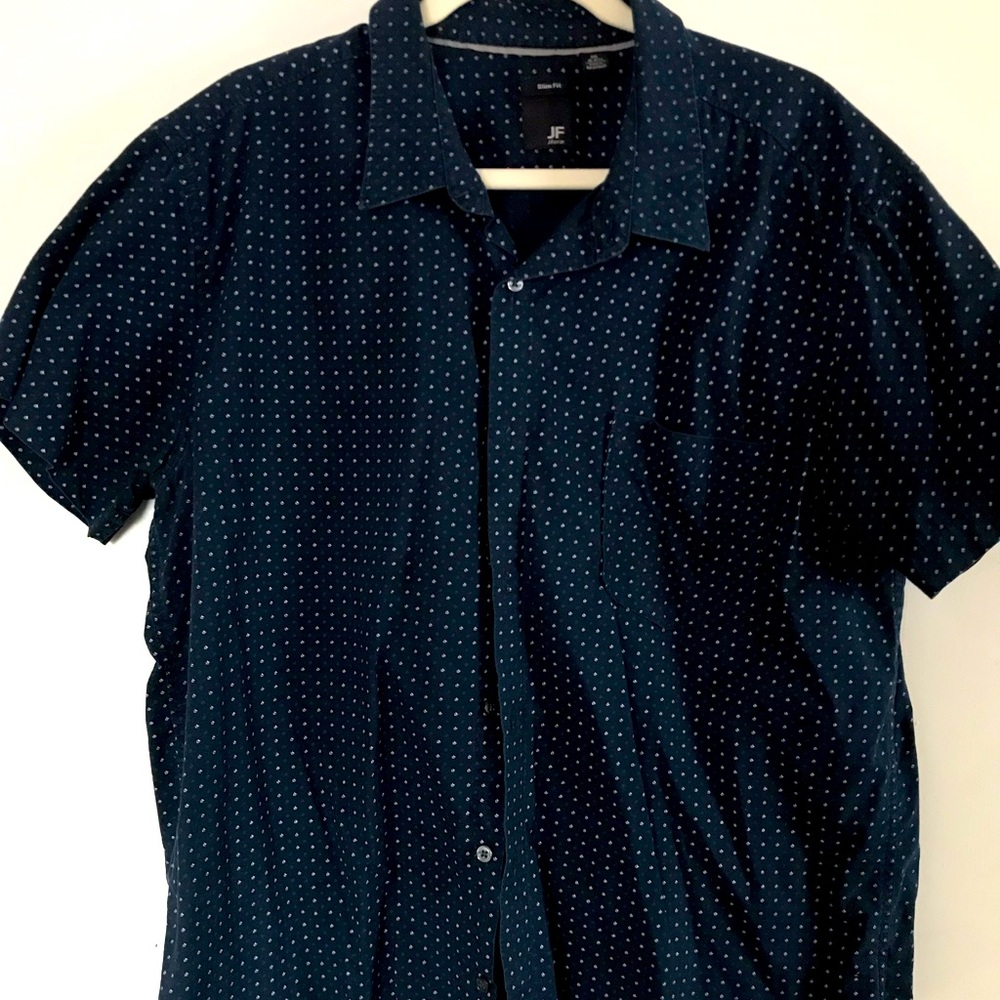Mens XL JF J Ferrar navy blue button down, 100% cotton